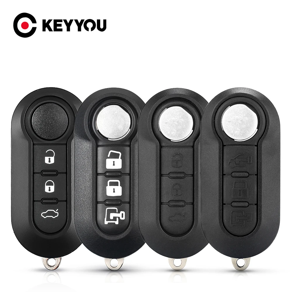 KEYYOU 10PCS For FIAT 500 Panda Punto Bravo White Button 3 Buttons Folding Car Key Case Alarm Keyless