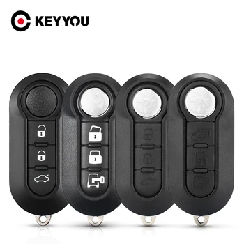 KEYYOU 10 PZ Per FIAT 500 Panda Punto Bravo Pulsante Bianco 3 Bottoni Pieghevole Chiave Dell'automobile Caso Allarme Keyless