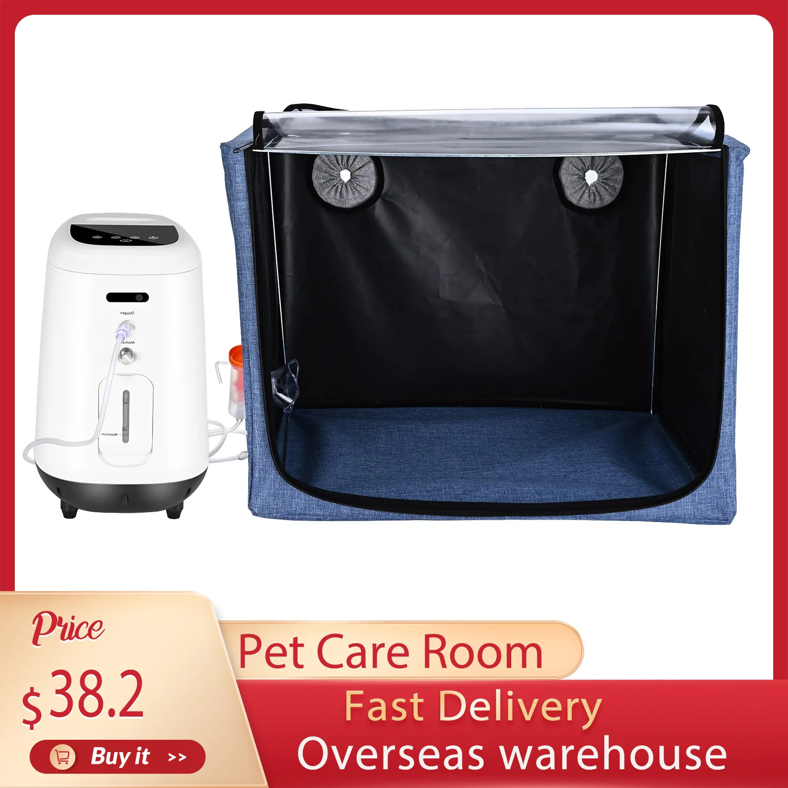 Pet Dog Cat Oxygen ICU Cage 100L Puppy Incubator PET Brooder Nursery Nncubator for Cough Breathing Treatment Nebulization Box