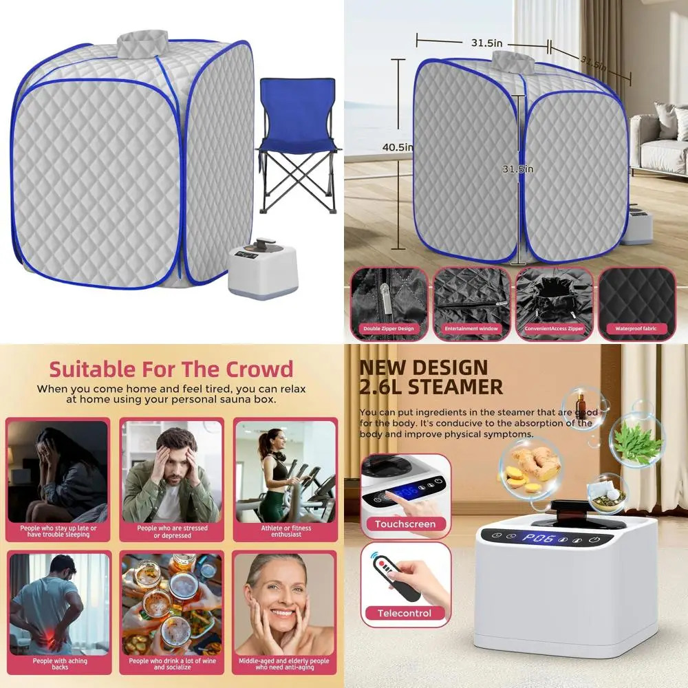 

Домашняя паровая палатка для сауны с 9-уровневым подогревом, портативный спа для детоксикации и релаксации, складной стул в комплекте