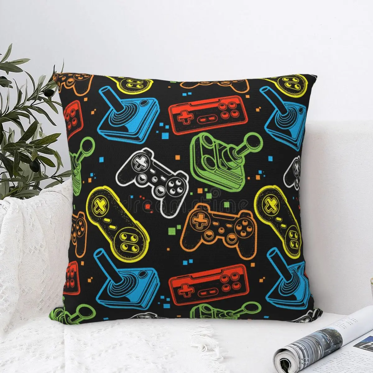 

Hot Colorful Game Gamepad (8) Pillow Case Funny Pillow Cover Polyester Design Cushion Cover Pillowcases For Sofa Home Decoration