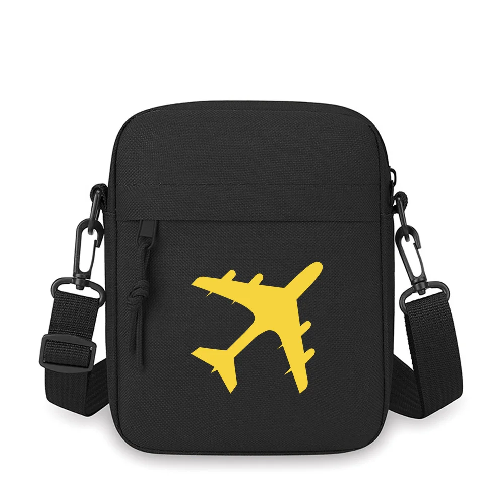 Airplane silhouette wing and tail Men Crossbody Bag Single Shoulder Women Cartoon Anime Film Printing Design Unisex