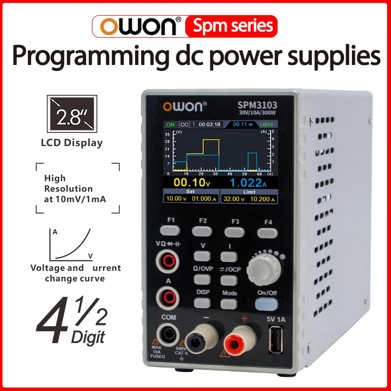 OWON Programmable DC Power Supply Portable Laboratory Power Supply with 20000 Count 4 1/2 Digital Multimeter Voltage Regulator