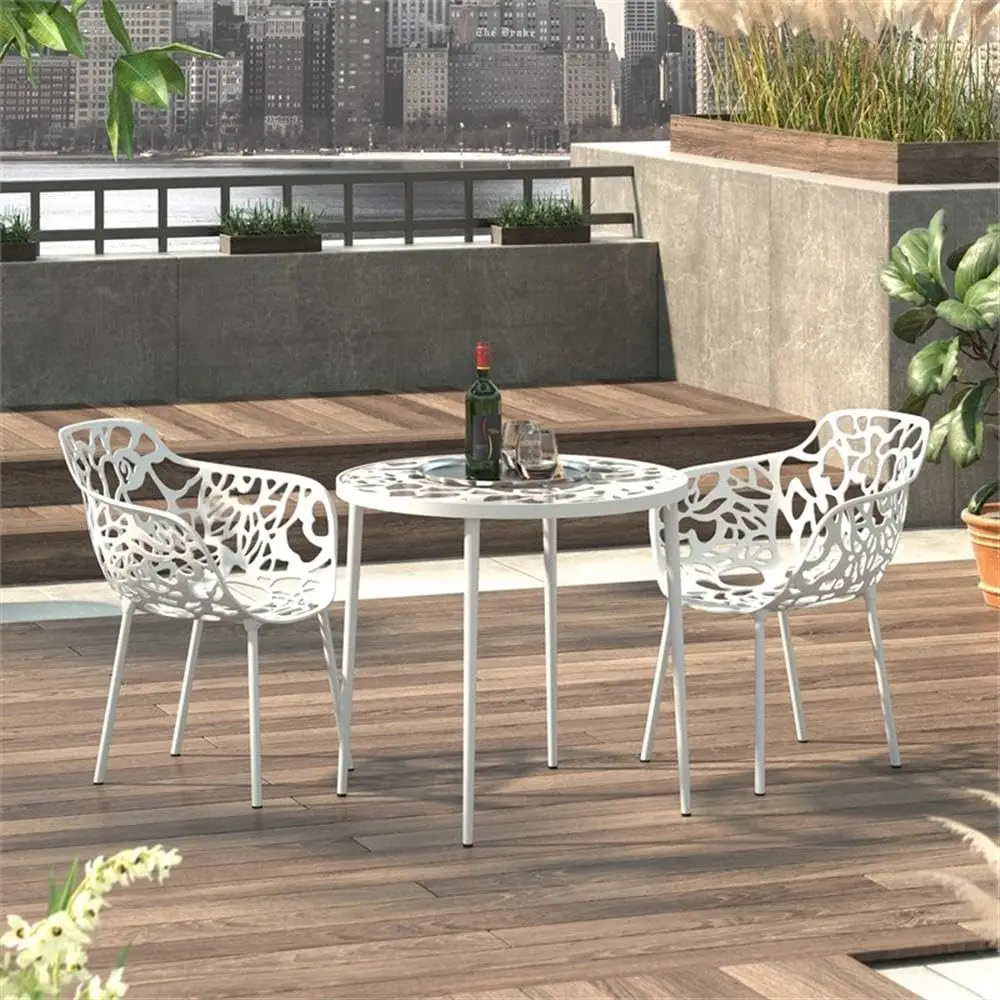 Aluminum Stackable Dining Arm Chair for Indoor & Outdoor Patio Living Room Poolside Set of 2, Customized
