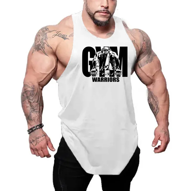 

Summer Cotton Sleeveless T-shirts Mens Fitness Muscle Undershirt Gym Bodybuilding Running Sport Singlets Casual Loose Tank Tops