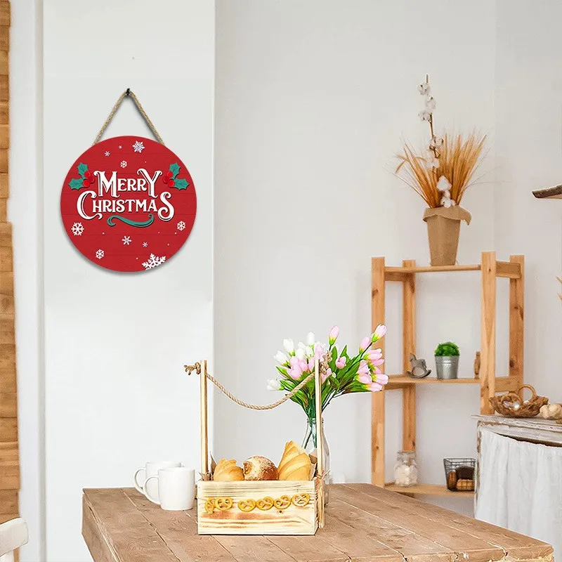 Wall Hanging Round Decoration for Christmas Party, Door Number, Rural Farmhouse, Festive Atmosphere