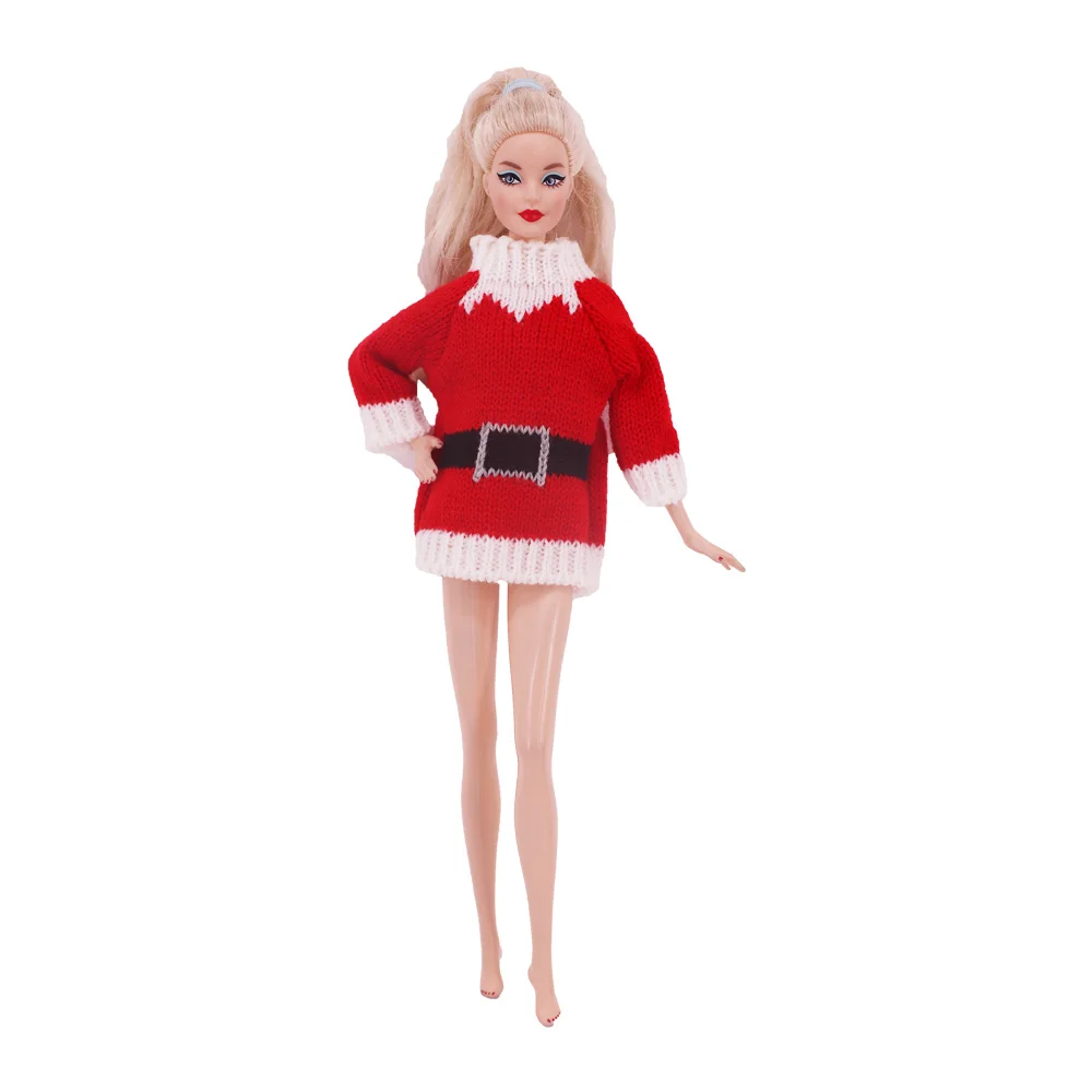 Christmas 30cm Elf/Barbis Doll Clothes New Design Thick Sweater For 11.8Inch Dolls Girl Toys Santa claus Printing Fashion OOTD