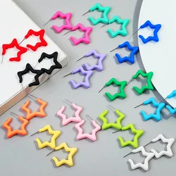 FishSheep 13 Colors Acrylic Geometric Star Hoop Earrings for Women Trendy Irregular Candy Color Matte Drop Earrings Jewelry