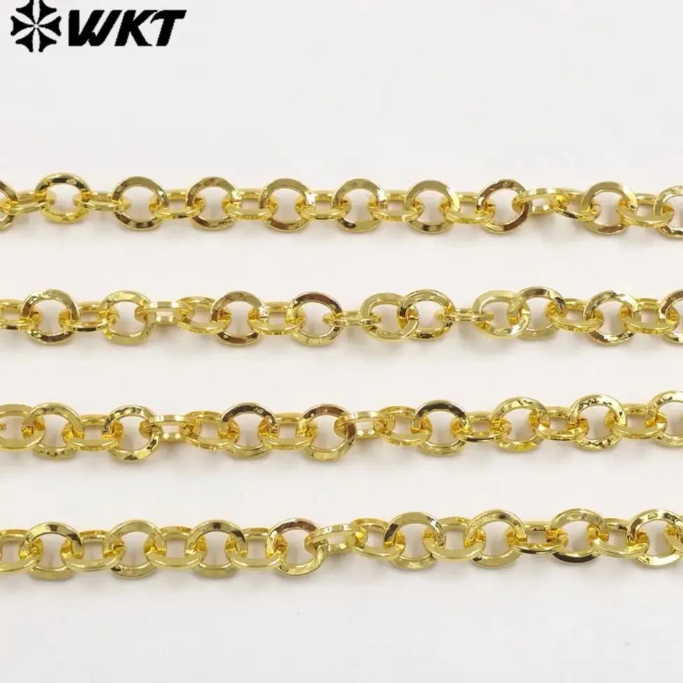 WT-BC269 Wholesale Accessory Findings Round Shape Texture And Solid Yellow Brass Chain For Necklace Various DIY Making