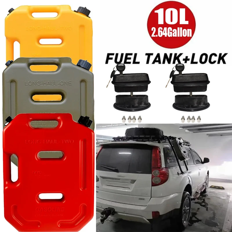 10L Liter Jerrycan Practical Long-Haul Gasoline Diesel Fuel Tank Can Pack For Offroad SUV ATV Motorcycle Tricycle Fuel Container