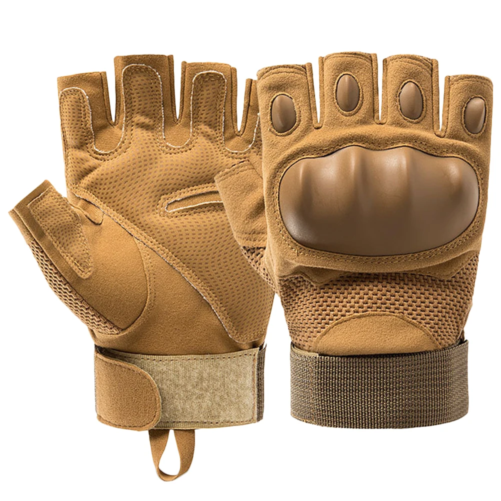 

Half Finger Cycling Gloves Outdoor Workout Khaki Small Size Men Women Non Slip Palm Pads Shock Absorption Durable Fitness Sports