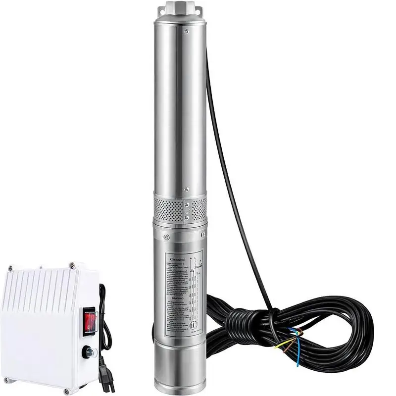 

Borehole Water Extractor 4 Inch For Industry Agriculture Domestic Water Supply 1.5HP 115V 37GPM 276FT Max Lift 33FT Cable Outside Switch Box 10CM Diameter Heavy Duty Construction Professional Grade High Flow Deep Well Pump