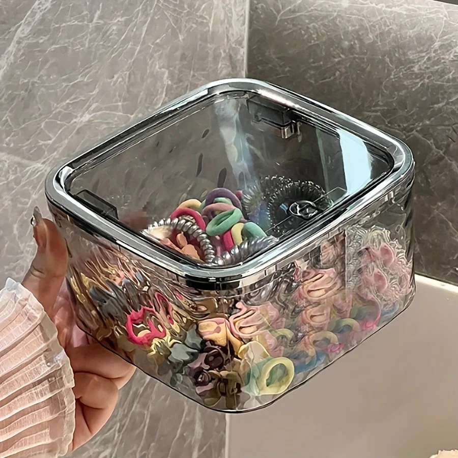 Hair Accessories Organizer Storage Box Clear Acrylic Hair Tie Organizer for Headband, Bows, Cotton Swab Organization, Bathroom