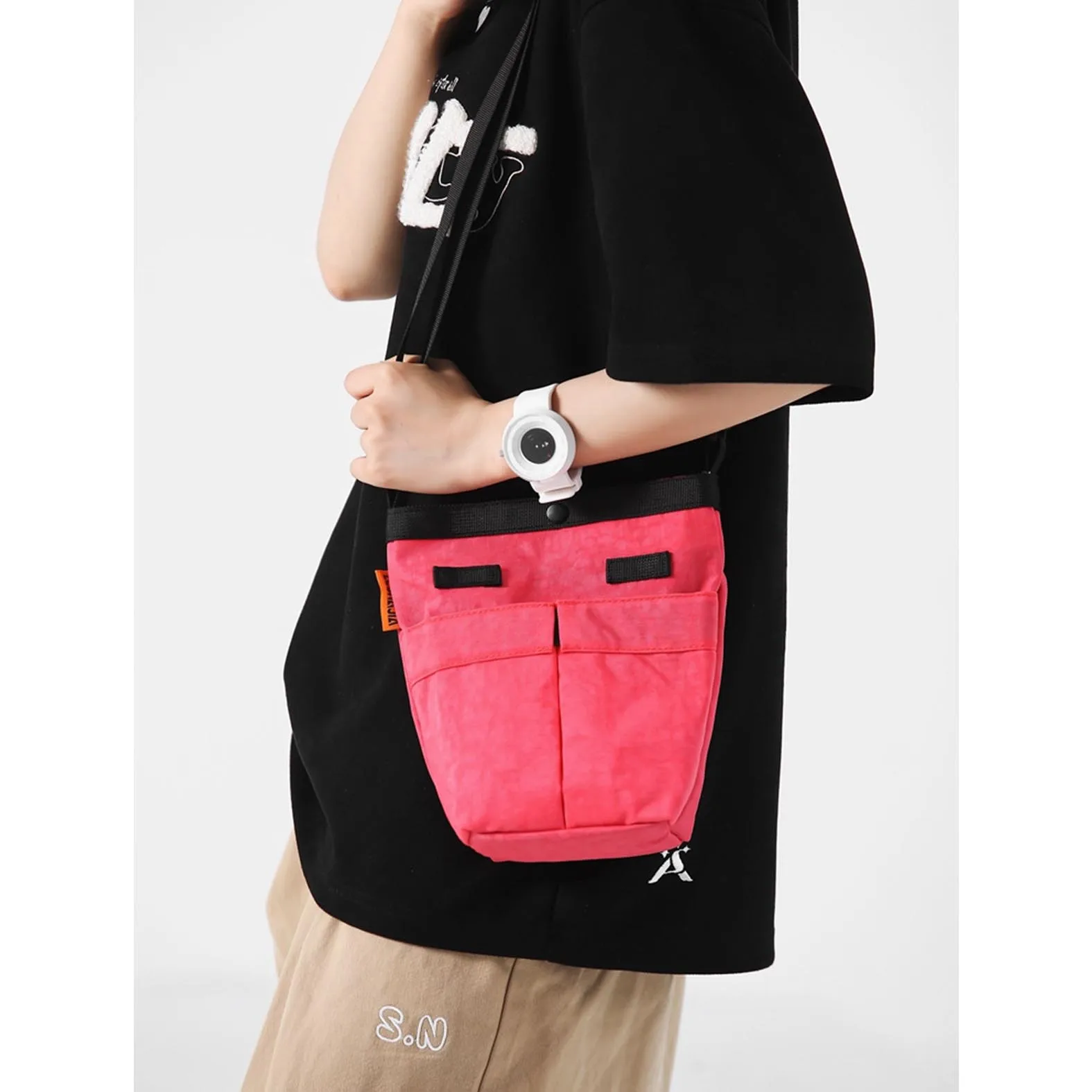 

2025 New Simple Canvas Small Bag for Women, Japanese and Korean Trendy Nylon Vertical Phone Bag, Casual Versatile Crossbody Bag