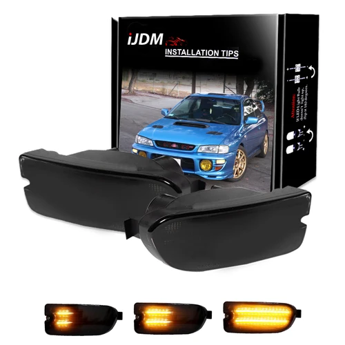 Conjunto de luces intermitentes ámbar secuencial para parachoques delantero de coche, 2 uds., para Subaru Impreza RS Coupe, LED blanco para estacionamiento/DRL 1999-2001