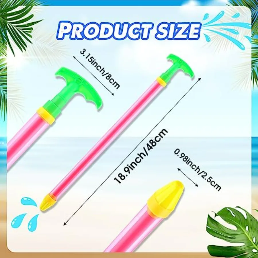 Summer outdoor pool toy: 60 pcs crayon-shaped water guns, plastic, multicolor, 19-inch long-range blasters for backyard beach p