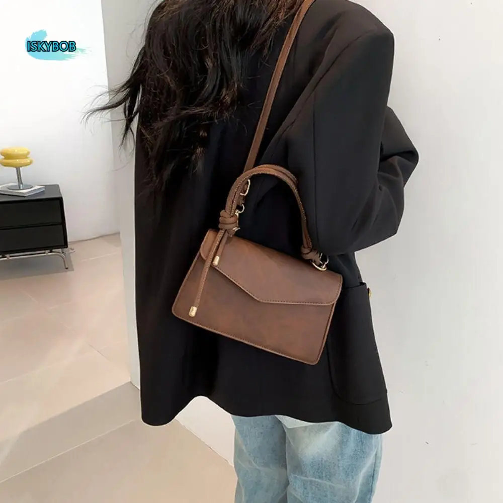 Portable Shoulder Bag Smudging Square Bag Purse Solid Color Simple Crossbody Bag Large Capacity Korean Style PU Handbag Travel