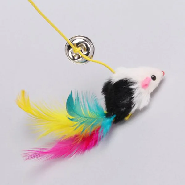 

Cat Teaser Dangler Rod 30Cm Random Color Mouse For Kitten Interactive Play Exercise Bell Hair Plastic Elastic Rope