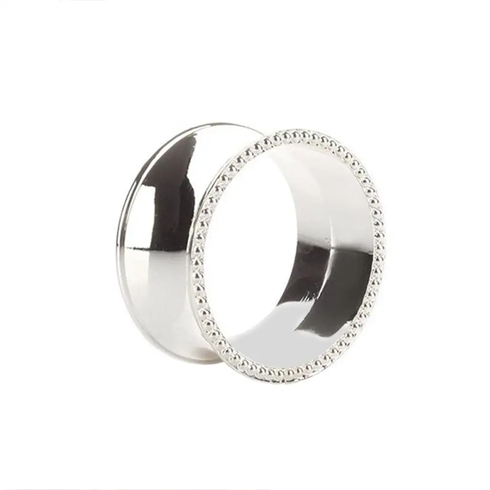 

Oval Beaded Stainless Steel Napkin Rings Shiny Decorative Dinner Party Wedding Table Setting Accessories Metal Napkin Ring