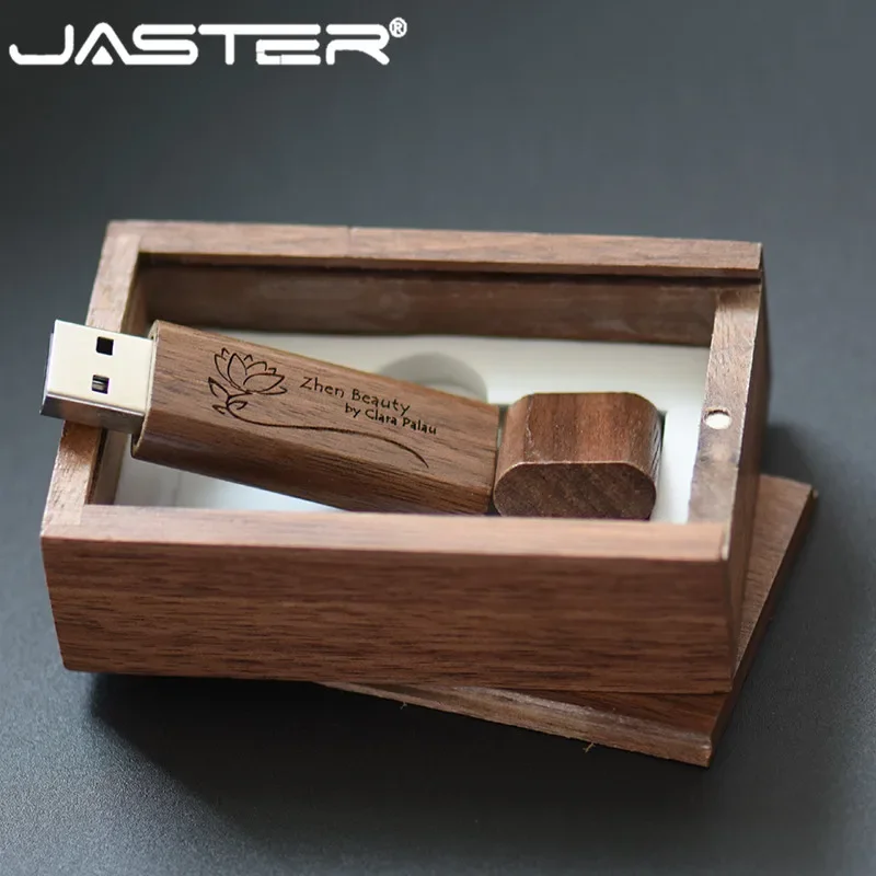 JASTER Wooden USB flash drive pen drives Maple wood Packing box pendrive 4GB 8GB 16GB 32GB 64GB 128GB memory stick Wholesale