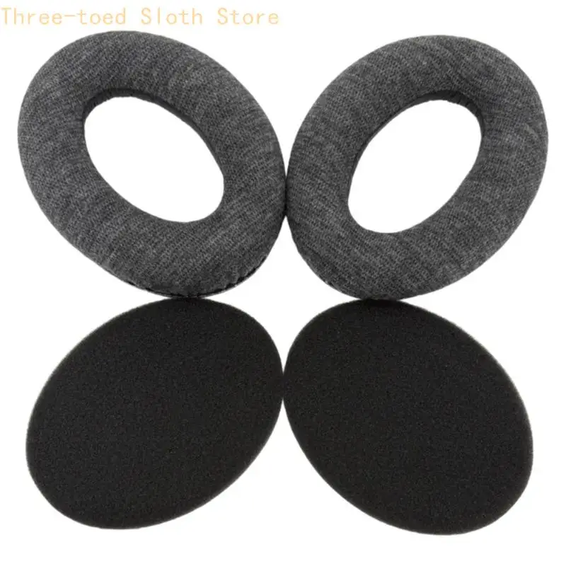 Daily Wear Kopfhörerkissen-Paar für HD598 HD599 HD515 HD558 HD595 PC360, graue Stoffbezüge für Büro, Studium, Reisen und E74A – Detail 9