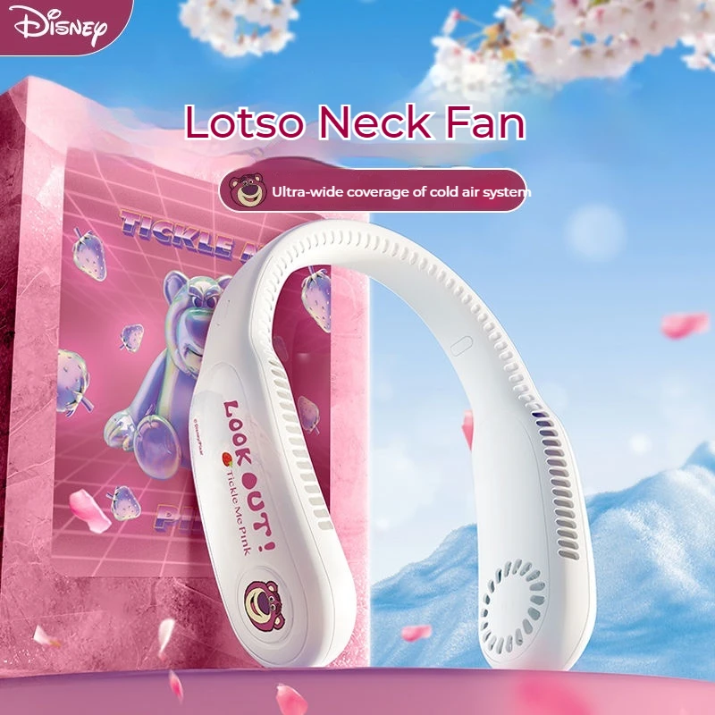 2024 New Disney Neck Hanging Fan Bladeless Cooling Air Conditioner Usb Charging Portable Cooling Device Electric For Summer Gift