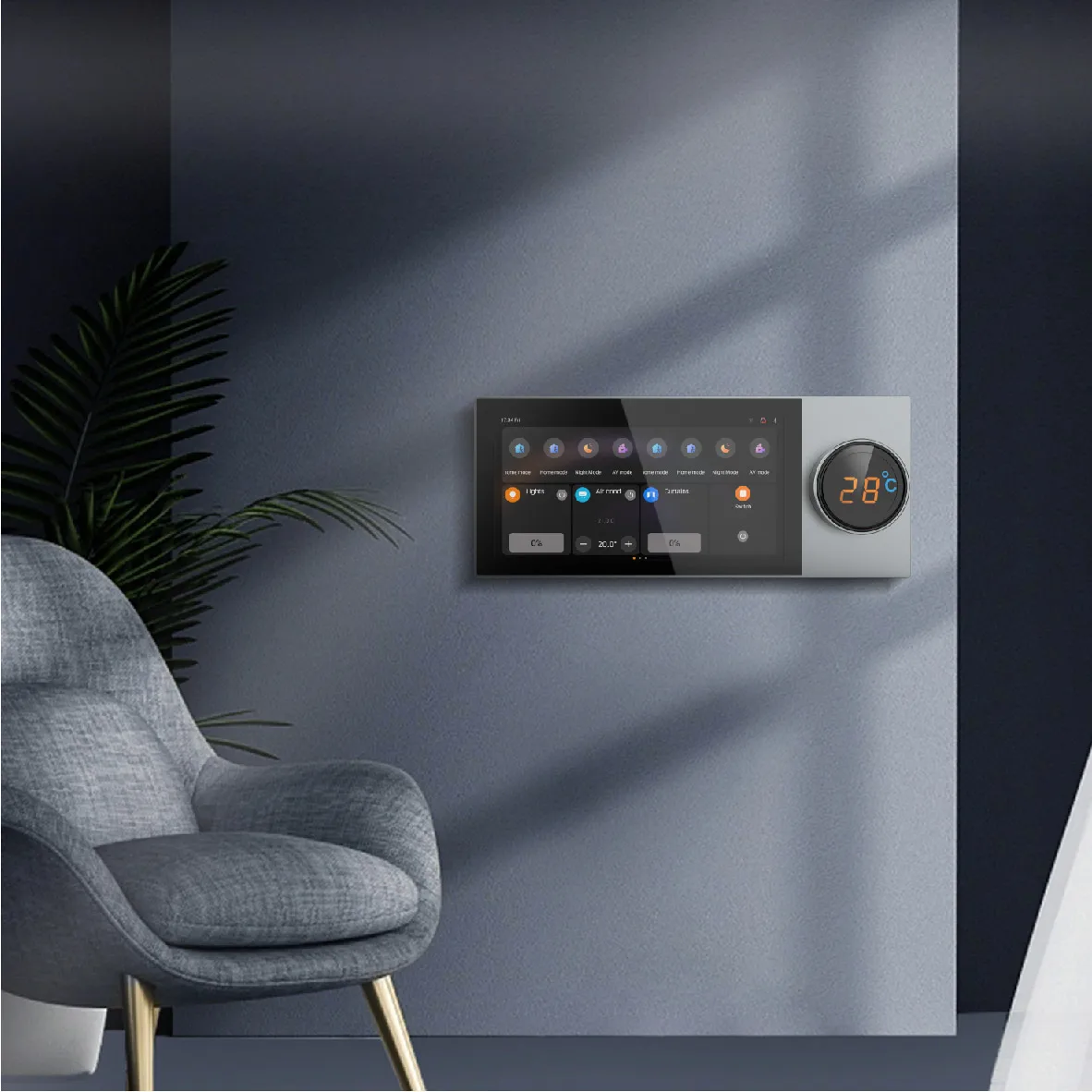 2027 6 Inch KNX Smart Home Touch Panel IPS Display Android OS Home Automation Multiple Room Controller 1280x720 Slider Design No