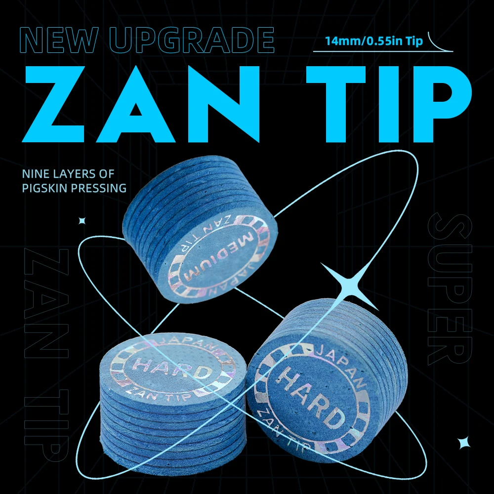 Zan Tip Premium 14mm Pool Cue Tips Super Zan Tip Standard Professional Billiard Cue & Pool Cue Stick Tips Billiard Accessories