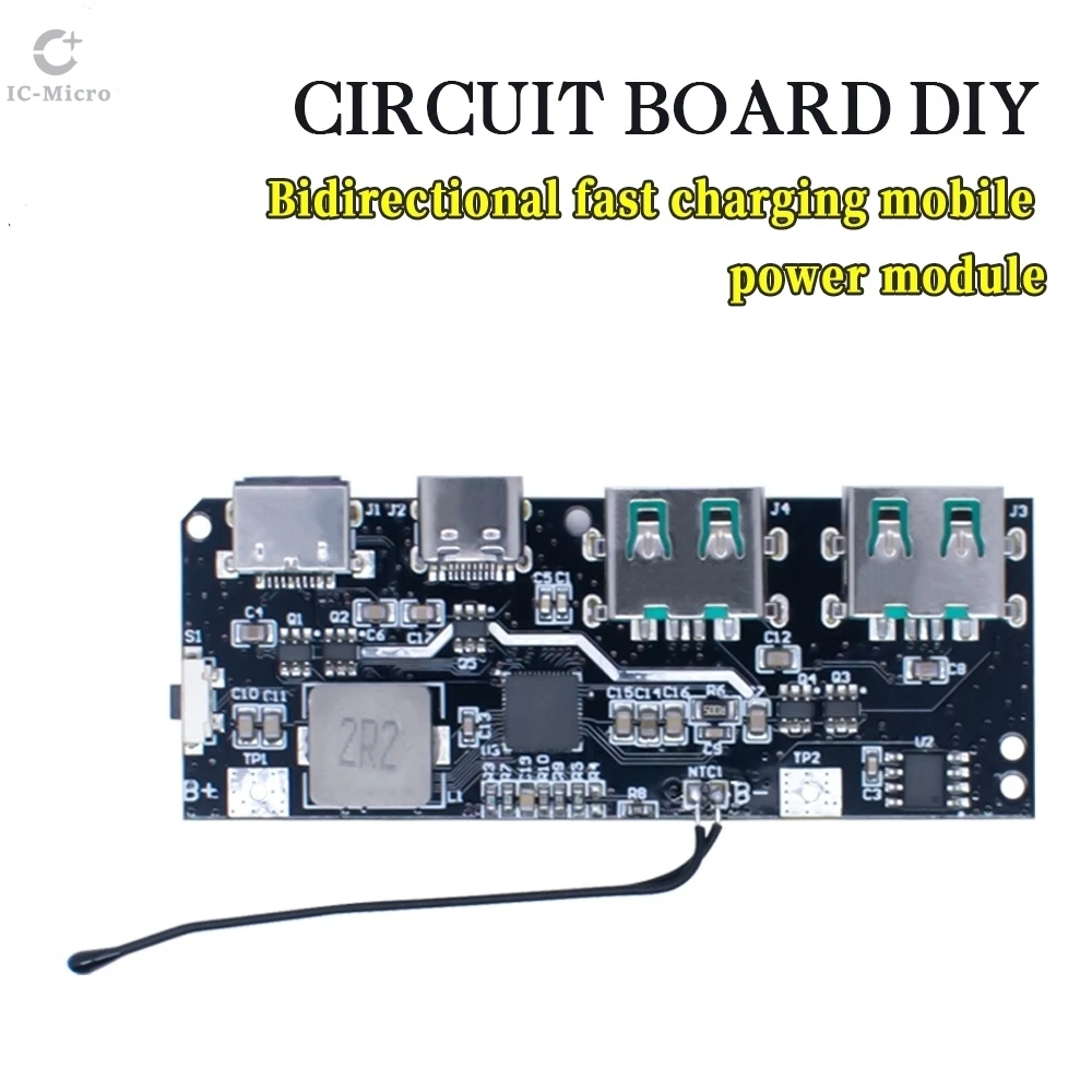 QC3.0 QC4.0 LED Dual USB 5V 4.5A 22.5W Micro/Type-C USB Mobile Power Bank 18650 Circuit Protection/Charging Module Temperature
