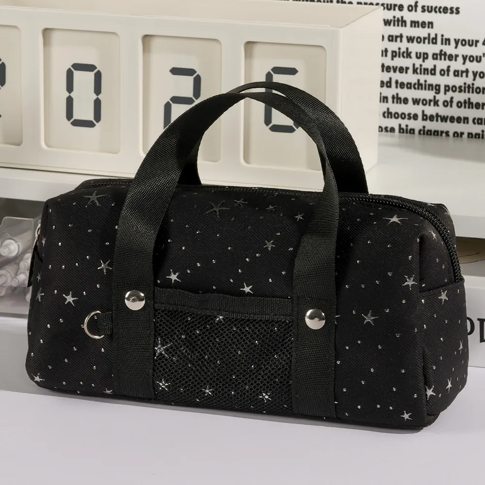 INS Style Star Print Pencil Case Handheld Portable Pen Bag Large Capacity Stationery Bag Gift