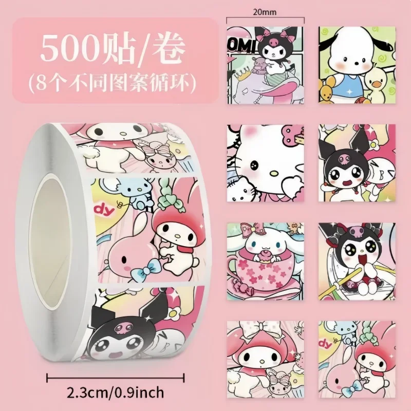 

Cute Cartoon Roll Stickers Hellokitty My Melody Multiple Patterns Children'S Reward Sealing Decorative Labels Tape Festvial Gift
