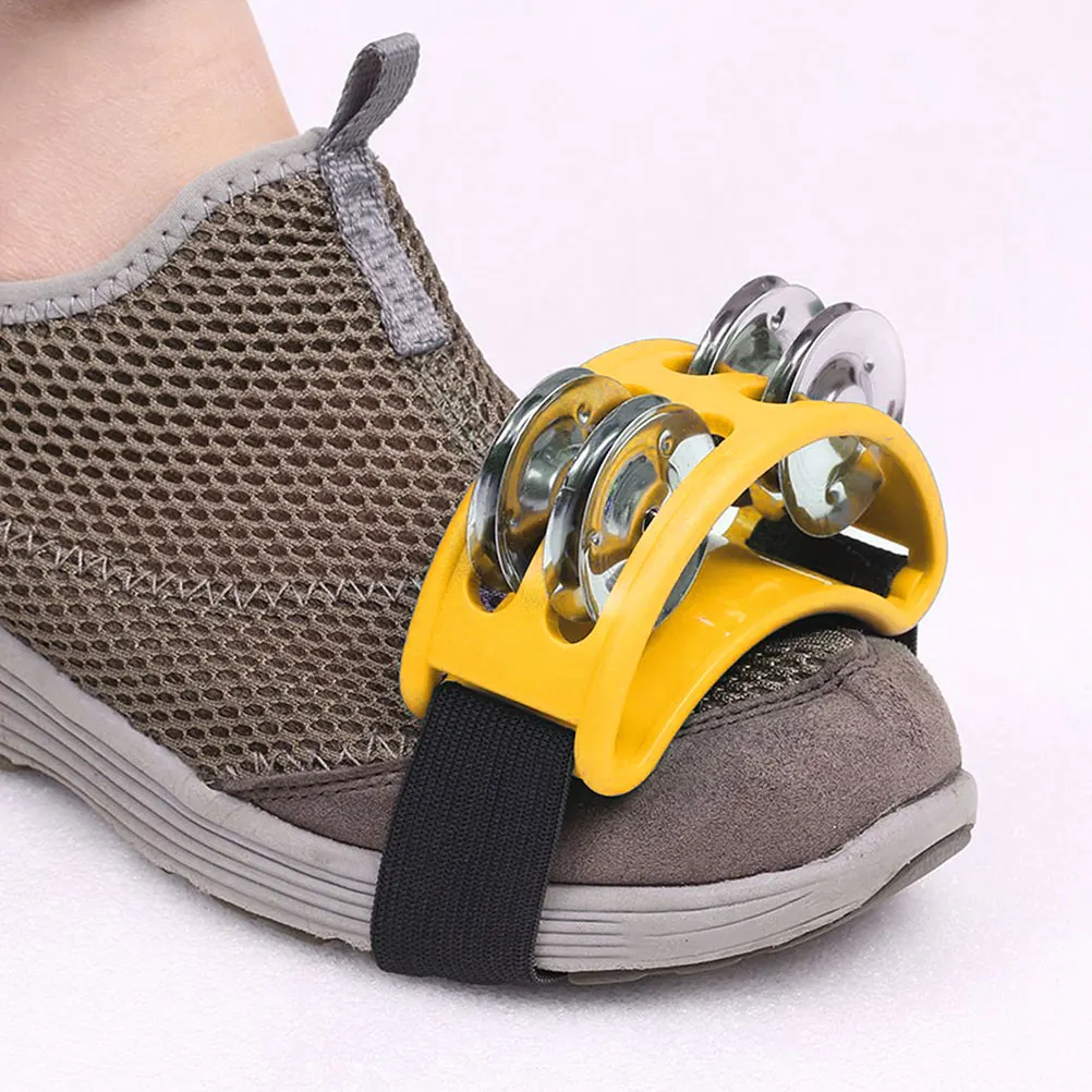 

2pcs Foot Tambourines Yellow Dual-row Jingles Stainless Steel Percussion Instrument Adult Musical Accessories Rhythm Shaker Band
