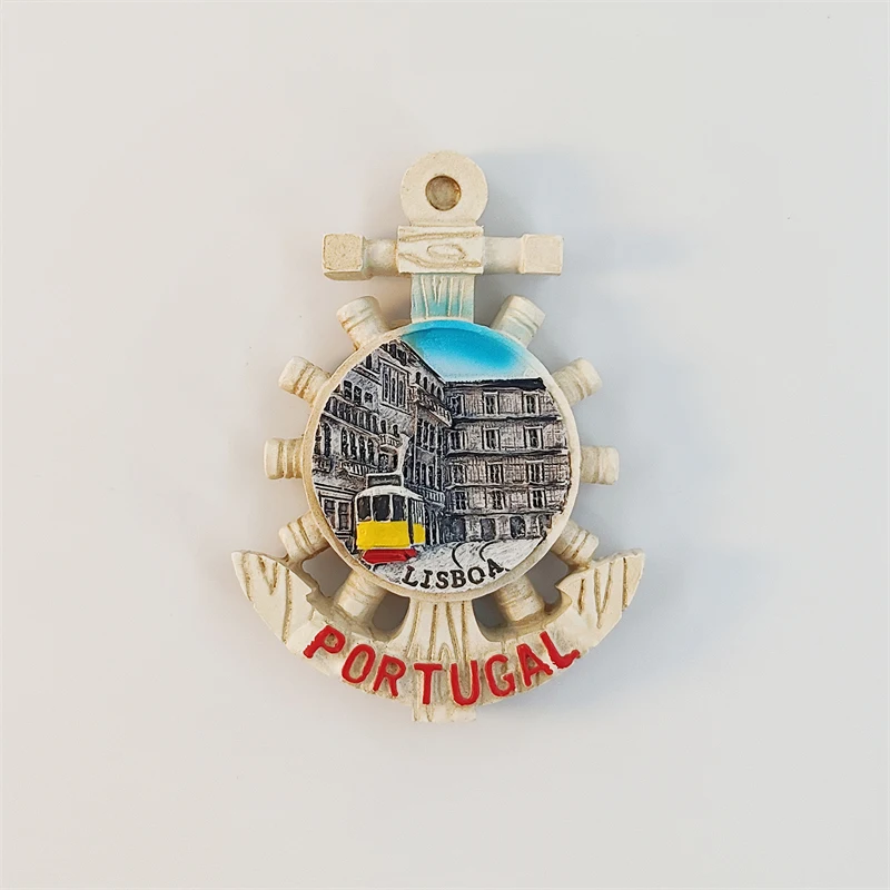 Portugal，Lisbon，Ship Anchor，3D Stereoscopic，Tourism Souvenirs，Resin painting，Decoration home，Collection，Refrigerator magnets