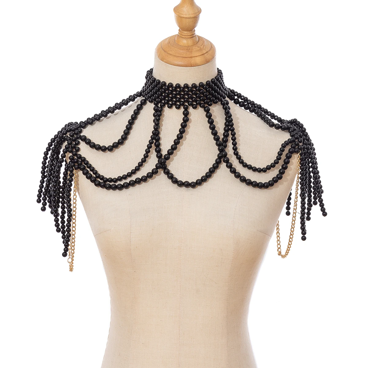 سلسلة كتف لؤلؤية مجوهرات تصميم علامة تجارية كبيرة لحفلات الزفاف وقلادة كبيرة وسلسلة كتف لحفلات الزفاف