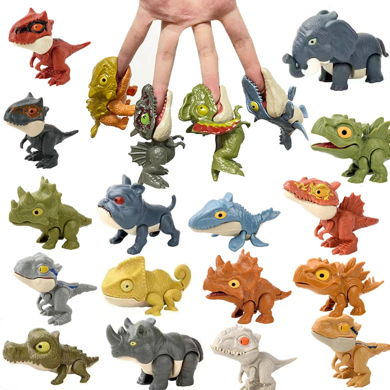 Palec dinozaur Tricky tyranozaur Model gryzienie ręcznie Fidget jurajski Dino zabawki dla dzieci zwierząt ruchome stawy t-rex prezenty