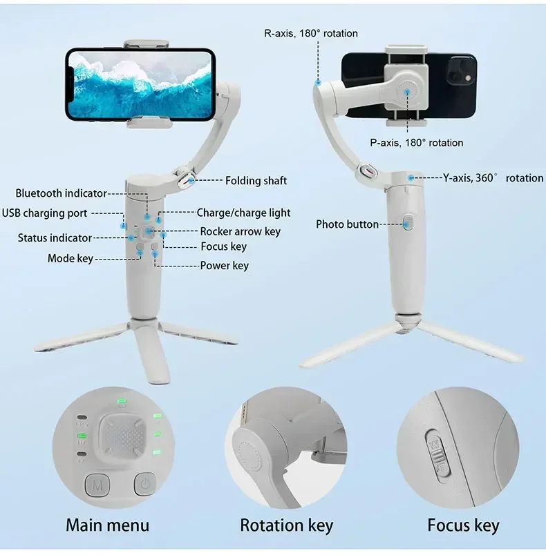 2024 nowy 360-obrotowy gimbal do smartfona Tiktok stabilizator kamery na żywo stabilizator Selfie Stick pulpit gimbal śledzący