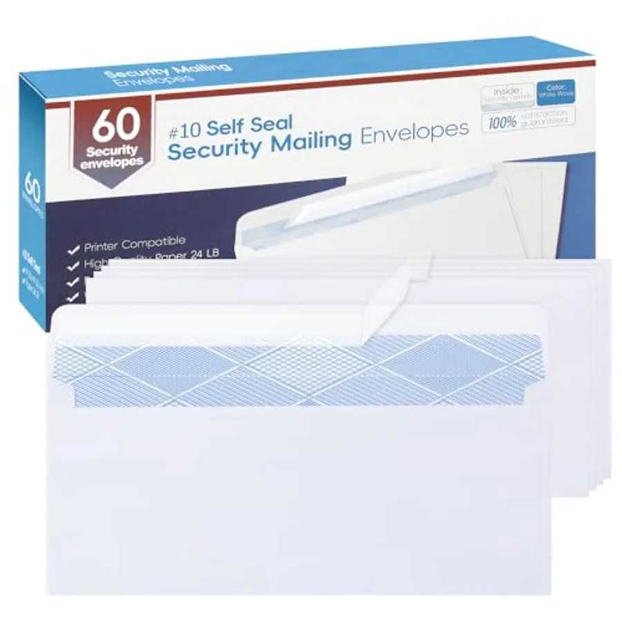 

PCS #10 Envelopes Letter Size Self Seal Business Envelopes No Window Security Mailing Envelopes Size 4-1/8 x 9-1/2 Inch - White