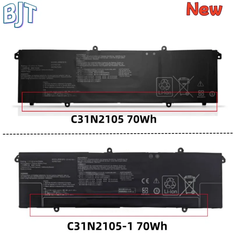 

New 11.61V 70Wh C31N2105 C31N2105-1 Laptop Battery For Asus VivoBook F1605ZA M1503QA S5402ZA S5504VA ZenBook 14X OLED UX3404VC