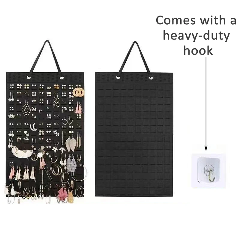 2pcs Felt Hanging Pouch for Jewelry Storage Store and Display Earrings Extra-Large Capacity Suitable for All Types of Earrings