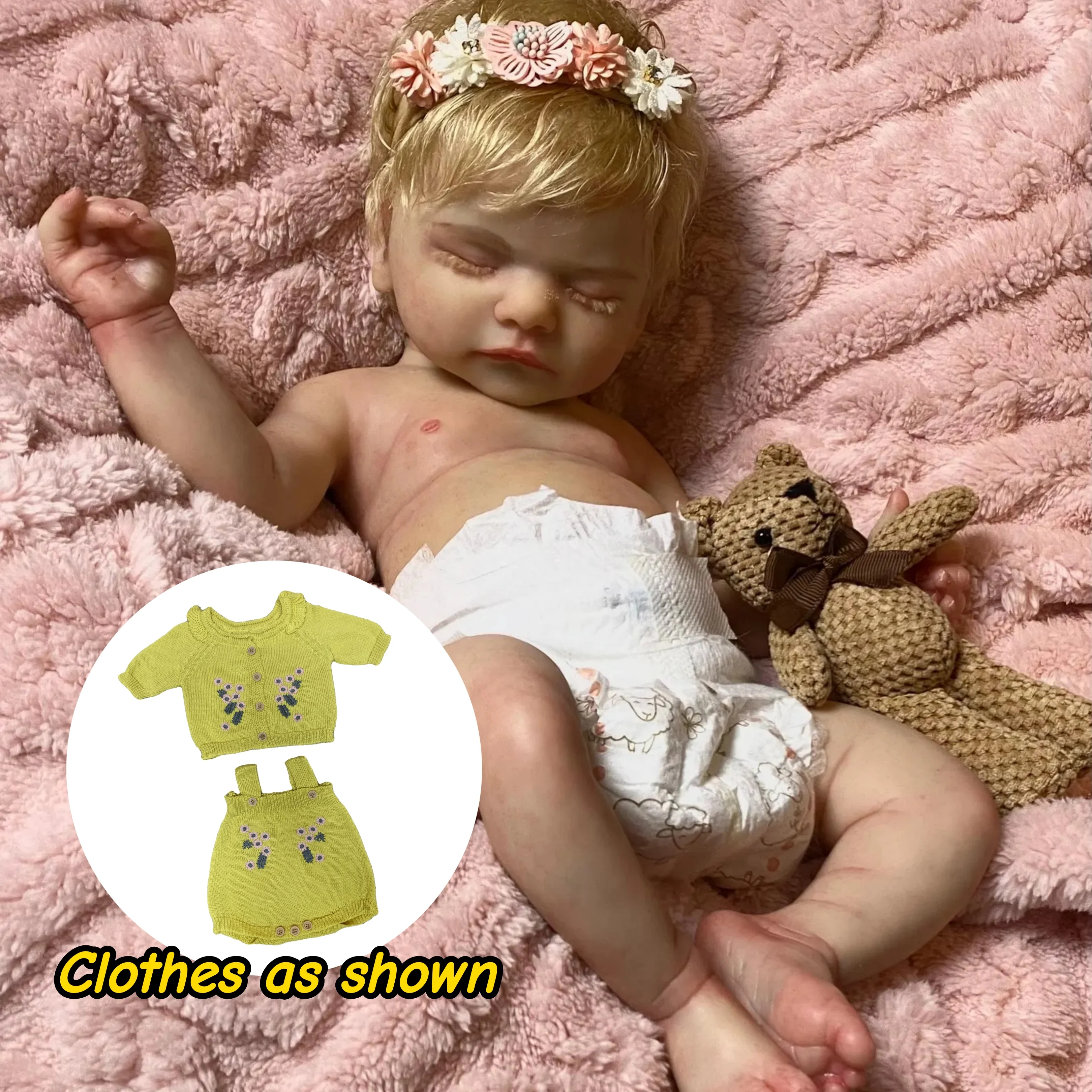 

Simulated Reborn Baby Dolls Sam 18 Inch All Silicone Girl Open Mouth With Tongue Newborn Bebe Art Doll For Collection/Gifts