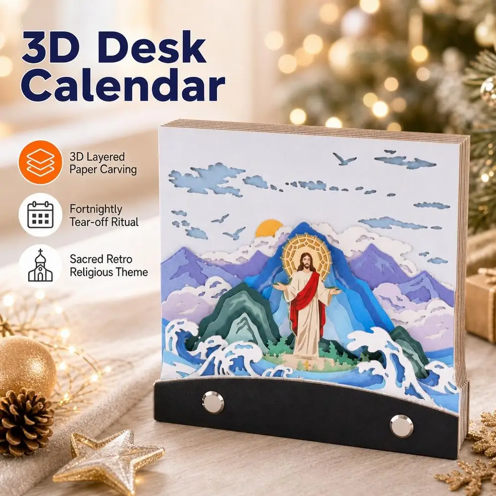 Tearable Paper Sculpture 3D Desk Calendar 2027, 3D Memo Pad Tear Away Castle Calendar Daily Tear-Off Paper Carving Art Xmas Gift