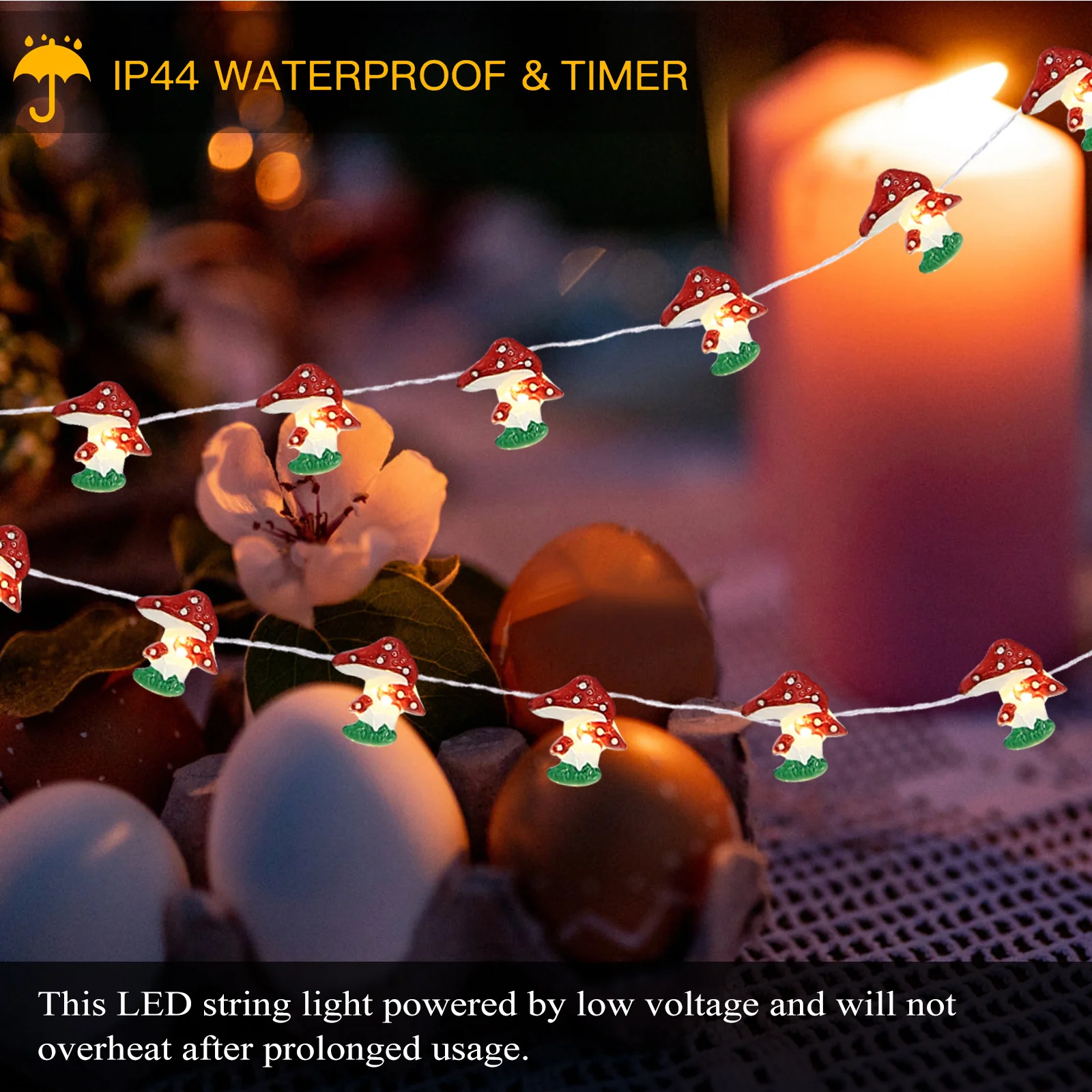 1 قطعة مصباح الفطر سلسلة ضوء الجنية أضواء الزخرفية ضوء الليل الصغير لحديقة سياج الشرفة سقف عتبة النافذة غرفة نوم