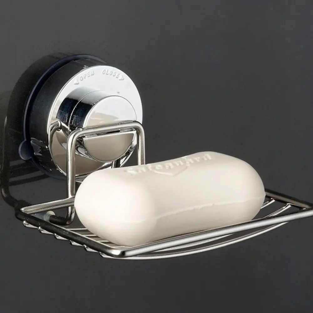 

Wall Mounted Vacuum Suction Cup Soap Dish No-Drilling Self Draining Bathroom Sponge Holder Heavy Duty Stainless steel Soap Tray