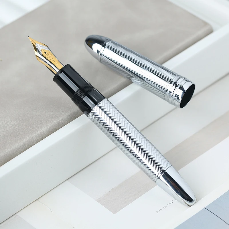 40mm Gold Black Plated Printed Nib Fountain Pen Piston Ink Absorb Writing Luxury Fashion Item For School Business Office Supply