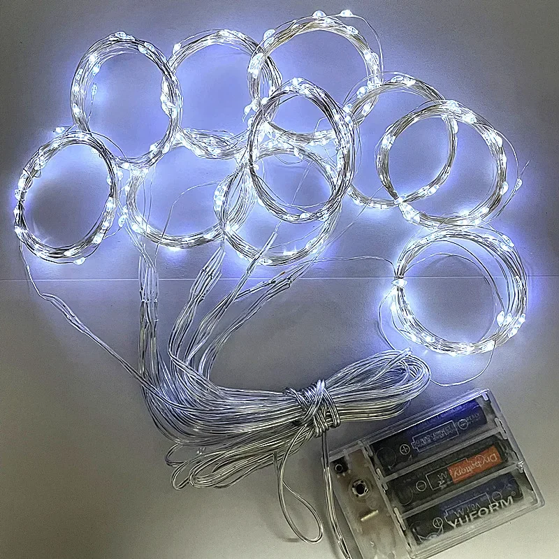 Christmas Lights Curtains for Windows Led Fairy Battery Powered Garland New Year Lighting Room String Waterfalls Decorations