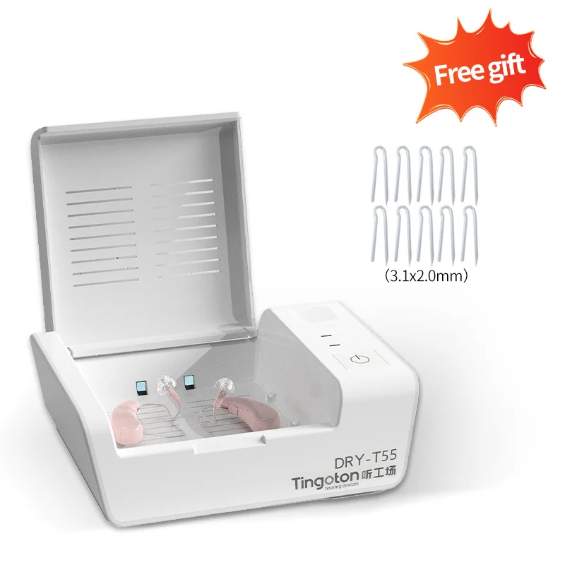 Electronic USB Hearing Aid Dryer 2/8 Hour Timer Drying Case Box Dehumidifier Drybox （UV-C Ultraviolet ）+10pcs BTE Tubes
