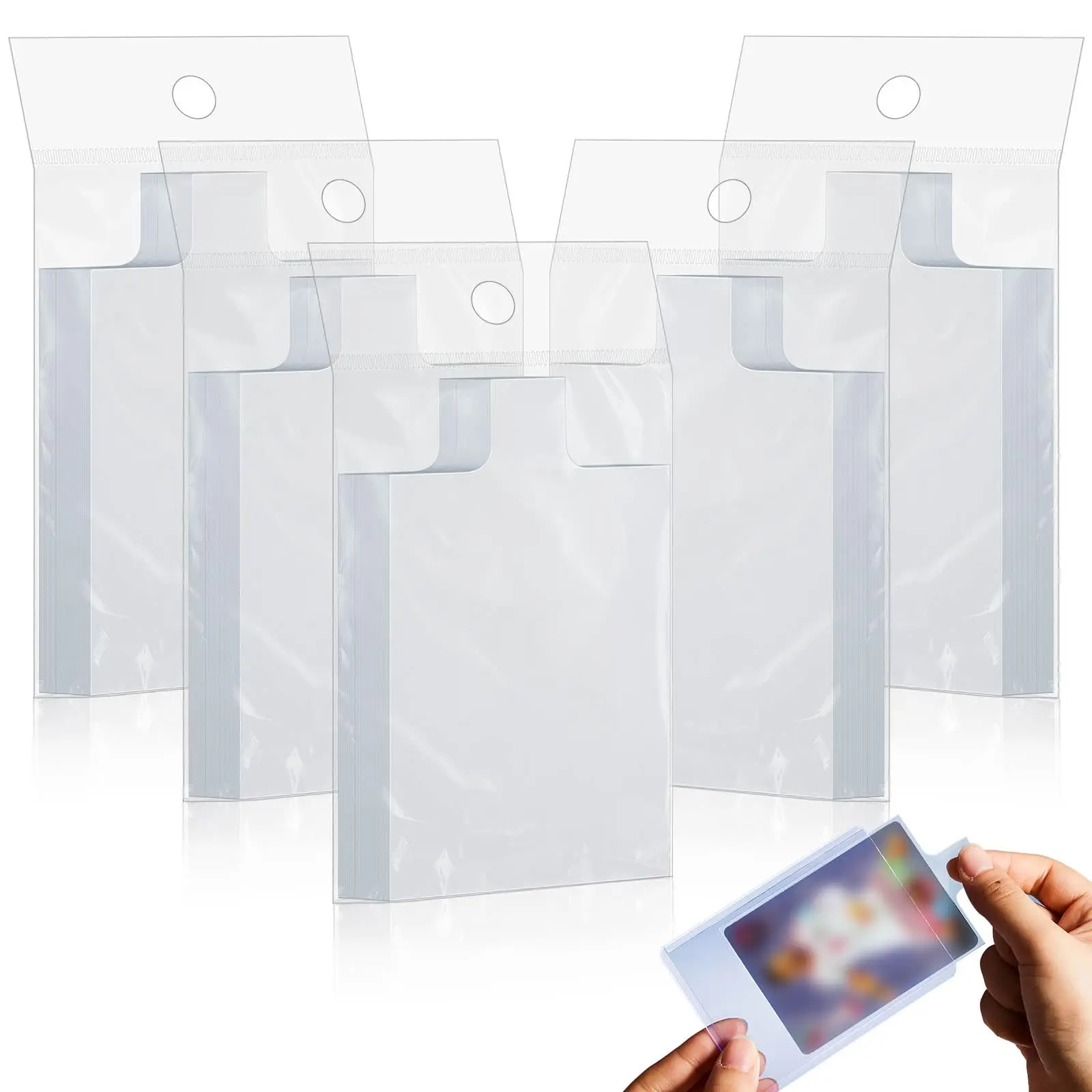 100pcs Card Sleeves Raised Type Transparent Protectors Fit For PKM PTCG Yugioh Game Cards Trading Case Folder Photo Pouch Holder