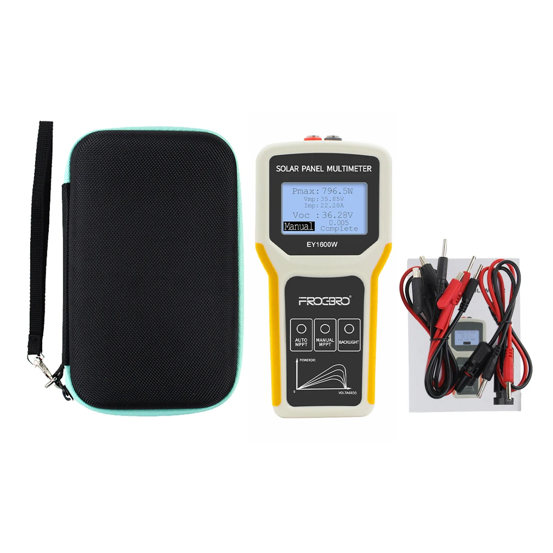 Ey1600w LCD MPPT Solar Panel Multimeter Solar Panel Energy Tester Smart Tester Voltage Tester Kit Digital Power PV Meter VOC