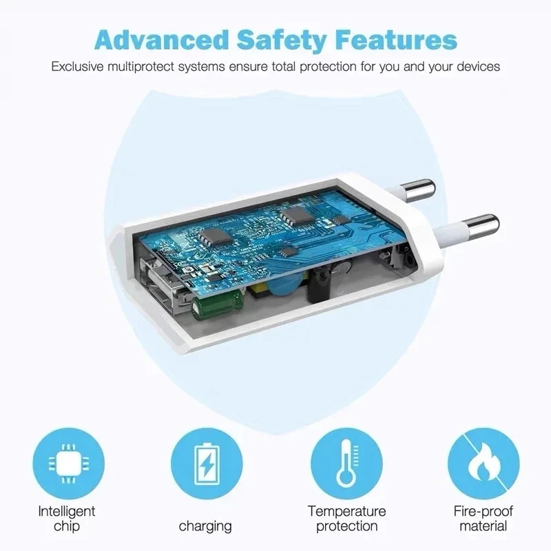 EU USB Wall  Charger USB Data  For iPhone 15 14 13 12 11 Pro Mini 8 Plus XR X XS SE Charging Data Cable - náhled 2