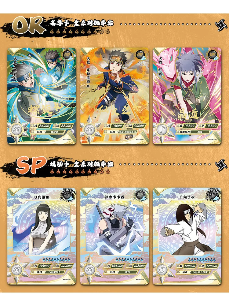 Kayou-Naruto Anime Game Cards, Chapter of Lin, Uzumaki, Uchiha Itachi, Kakashi Collection Card, SP Ninja Pack, Original